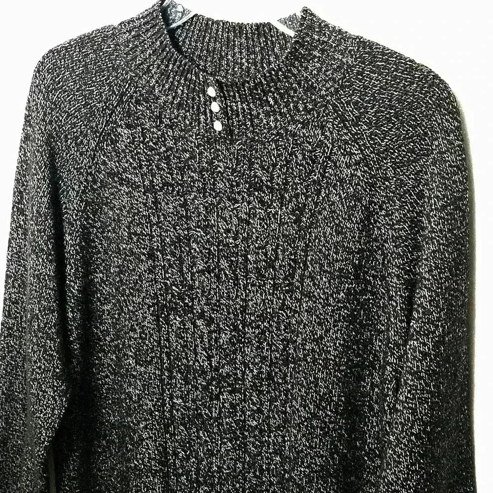 Rebecca Malone Womens Black White Acrylic Blend Mock Knit Sweater XL - Picture 3 of 8